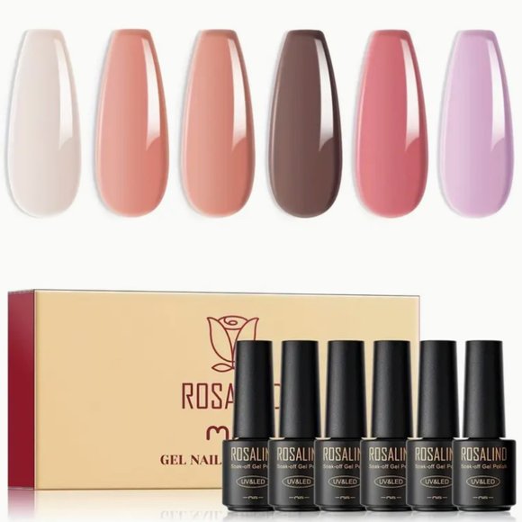 6PCS Jelly Pink Gel Nail Polish Set, Neutral Gel Polish Set - Picture 1 of 5